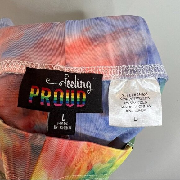 BJ's Feeling Proud Womens Size Large NEW Tie Dye Rainbow Leggings Pull On - Picture 4 of 9